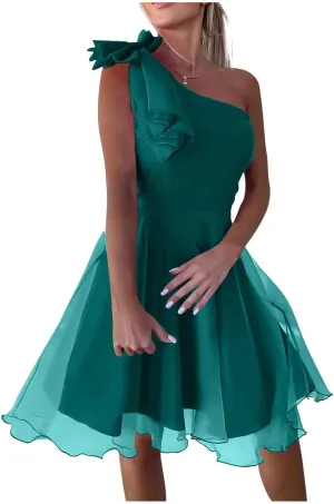 Women's 2025 Bohemian Summer Lace Mesh Solid One Shoulder Sleeveless Smocked Ruffle Tiered Beach Long Midi Dresses