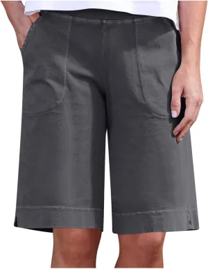 Womens Bermuda Shorts with Pockets Elastic Waist Cotton Linen Pant Casual Beach Holiday Vacation Bottoms Summer Shorts