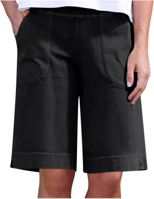 Womens Bermuda Shorts with Pockets Elastic Waist Cotton Linen Pant Casual Beach Holiday Vacation Bottoms Summer Shorts
