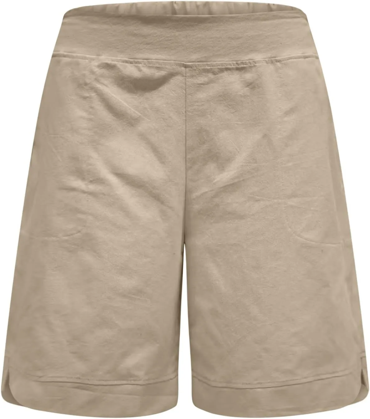 Womens Bermuda Shorts with Pockets Elastic Waist Cotton Linen Pant Casual Beach Holiday Vacation Bottoms Summer Shorts