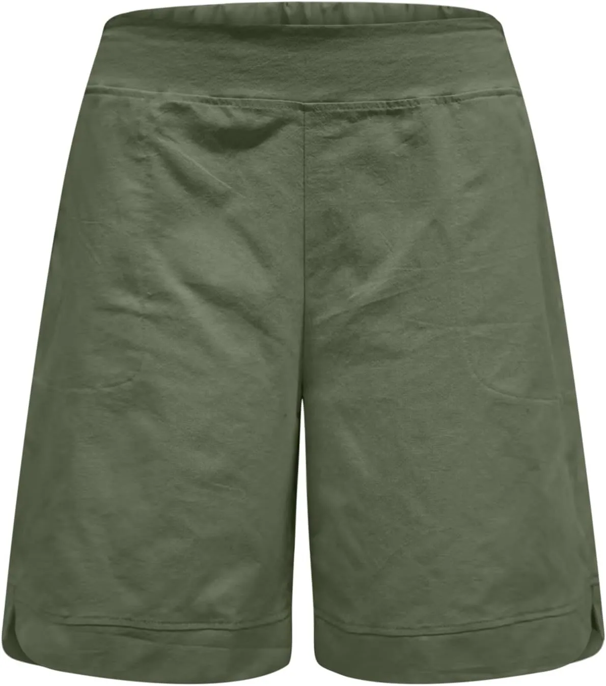 Womens Bermuda Shorts with Pockets Elastic Waist Cotton Linen Pant Casual Beach Holiday Vacation Bottoms Summer Shorts