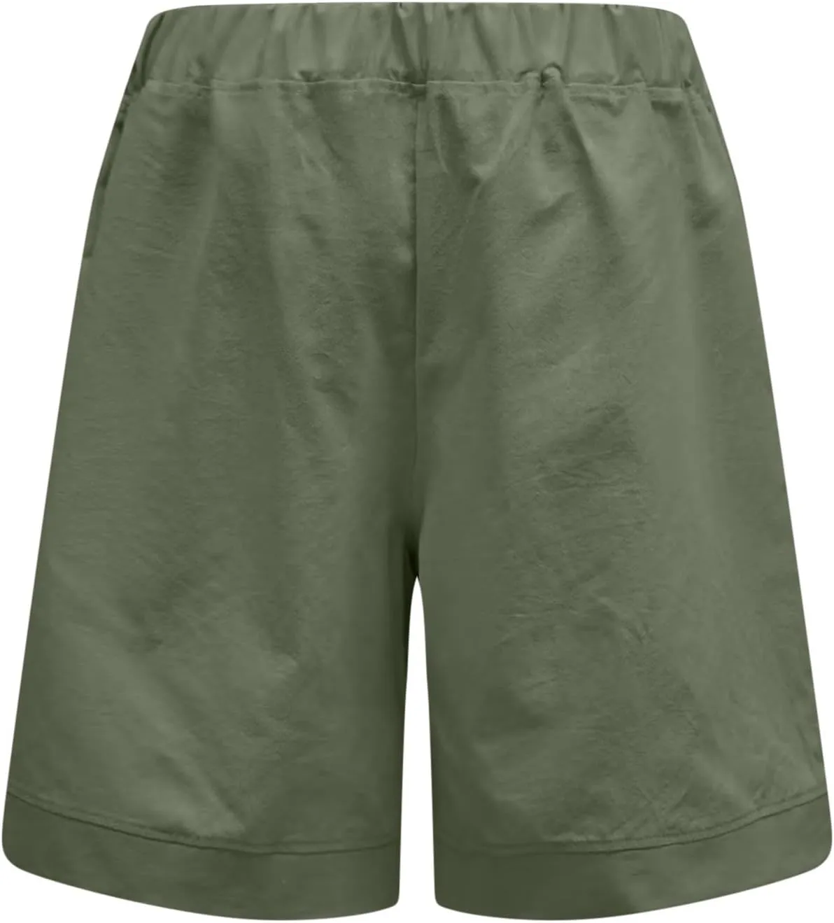 Womens Bermuda Shorts with Pockets Elastic Waist Cotton Linen Pant Casual Beach Holiday Vacation Bottoms Summer Shorts