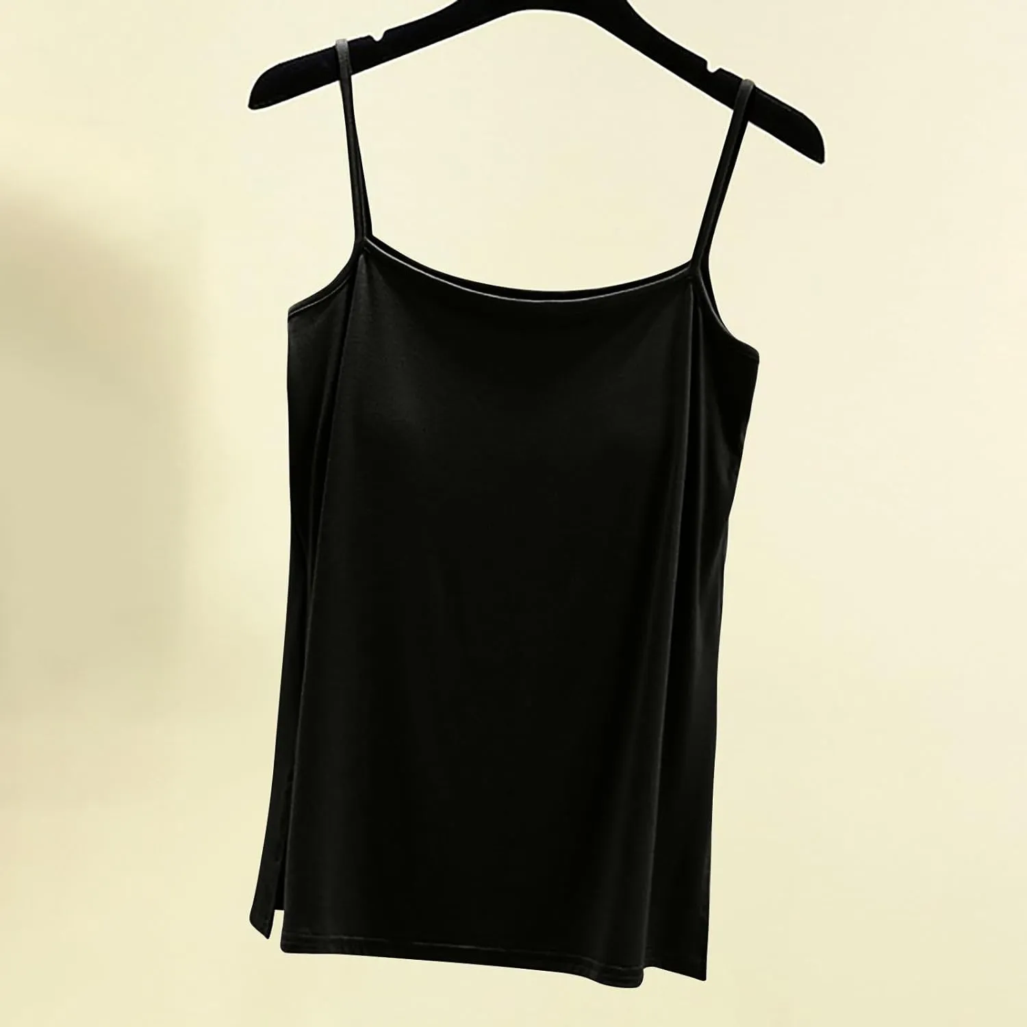 Womens Built-in Bra Padded Camisole Yoga Tanks Tops Wireless Support Short Cami Shirts Loose Fit Casual Blouse