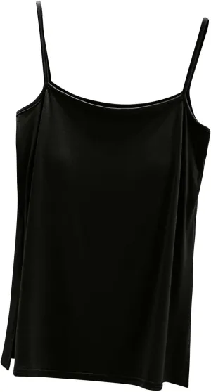 Womens Built-in Bra Padded Camisole Yoga Tanks Tops Wireless Support Short Cami Shirts Loose Fit Casual Blouse