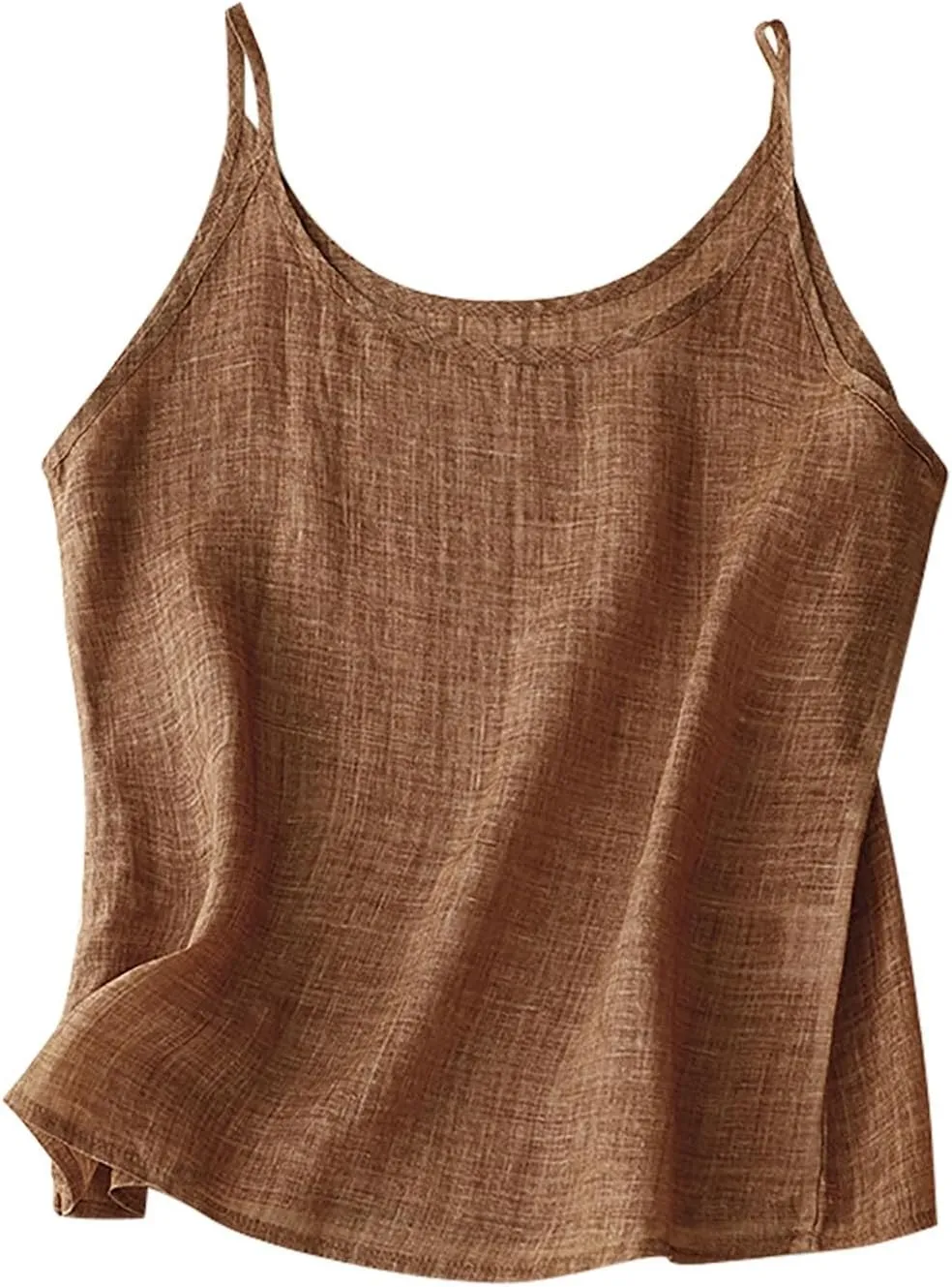 Womens Cotton Linen Gauze Cami Tops Spaghetti Strap Loose Tank Shirts Flowy Lightweight Camisole Summer Basic Tees