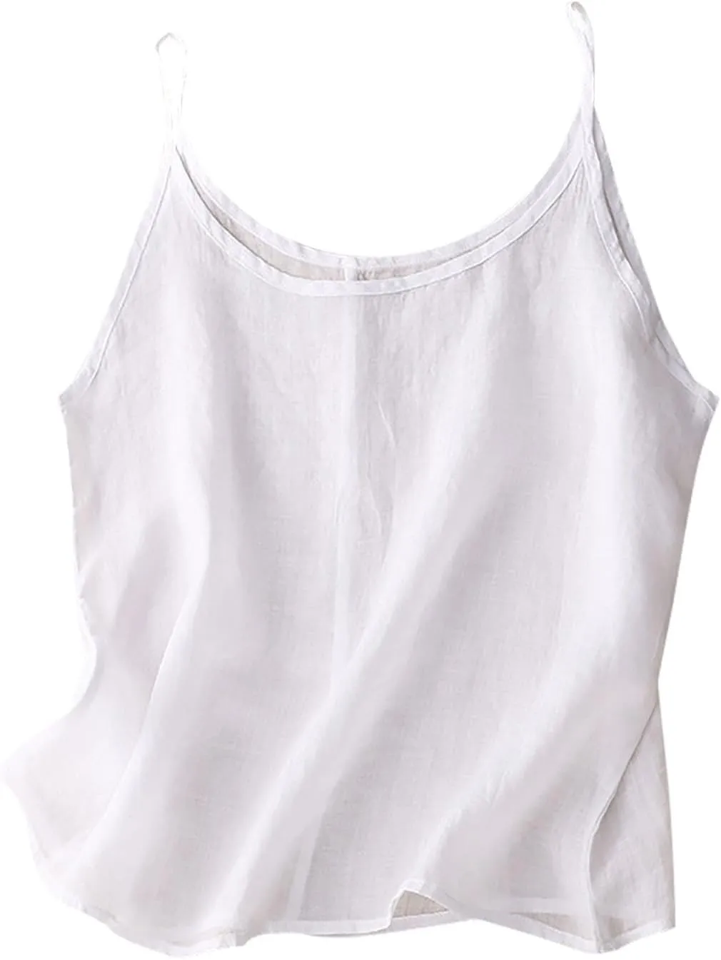 Womens Cotton Linen Gauze Cami Tops Spaghetti Strap Loose Tank Shirts Flowy Lightweight Camisole Summer Basic Tees