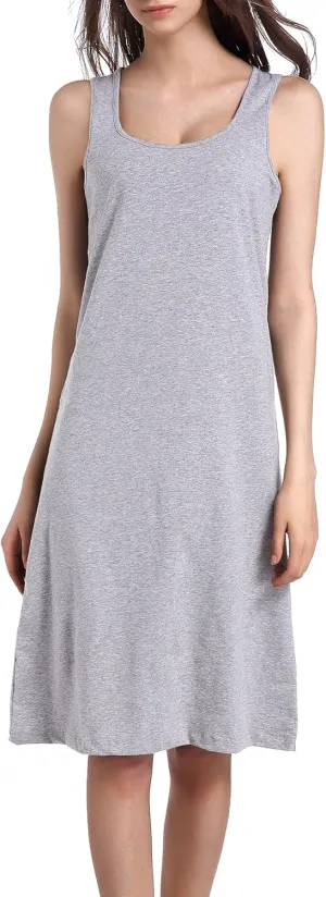 Womens Cotton Nightgown Soft Sleeveless Long Dresses