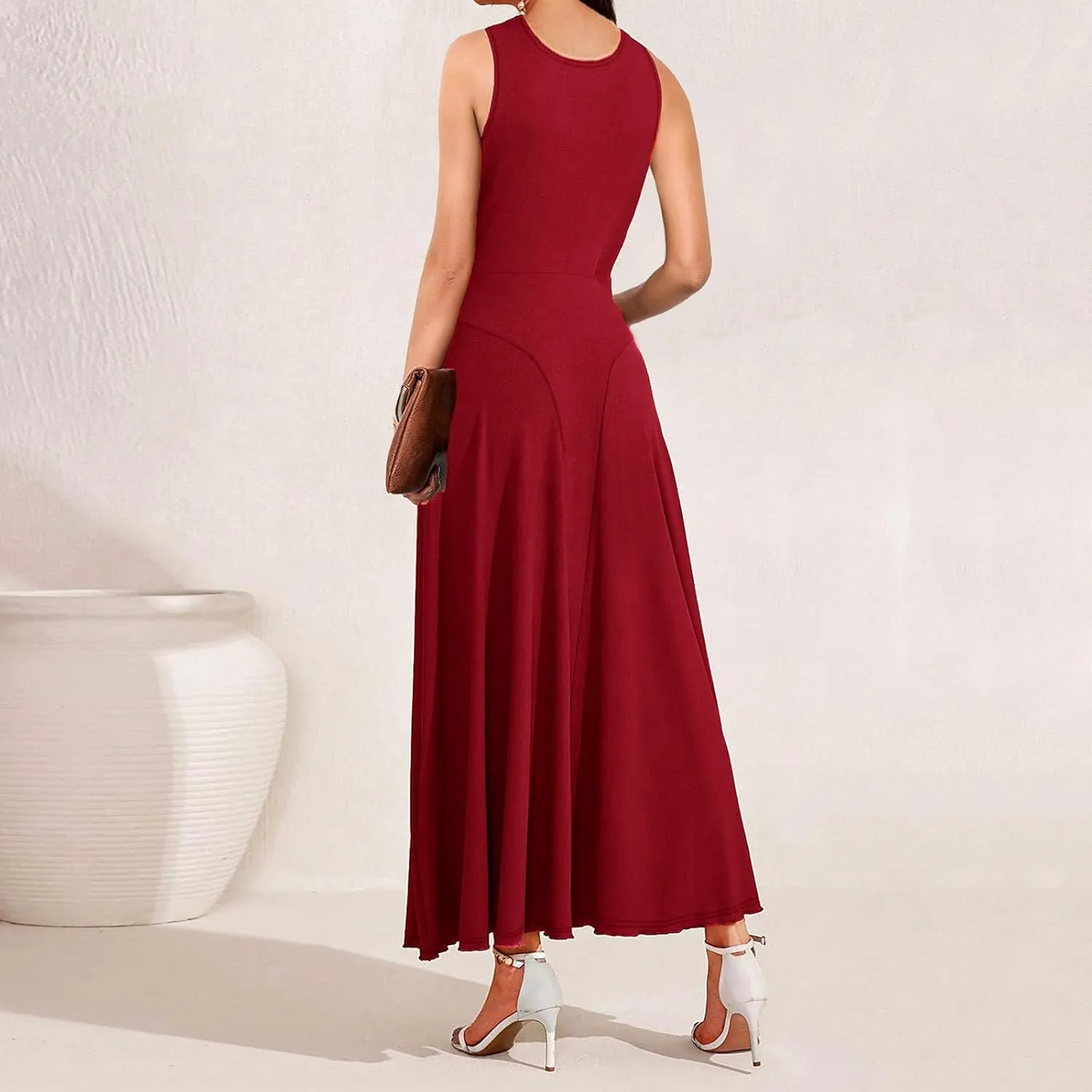 Women's Cross Hanging Neck Dress Solid Color Slim Waist Sexy Dresses Fishtail Ruched Flowy Elegant Evening Gowns