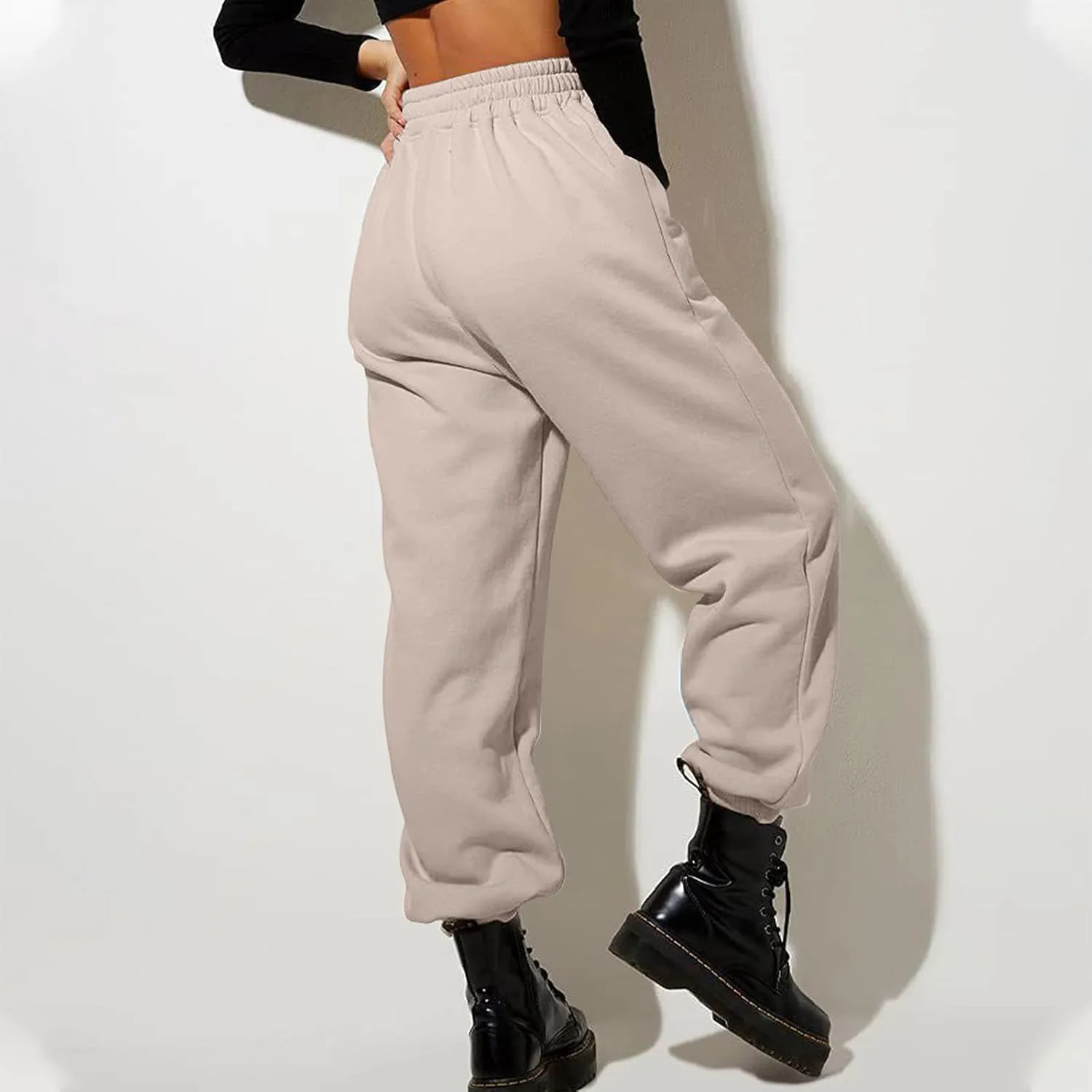 Women's Joggers Fleece Lined Sweatpants Warm Winter Pants High Waisted Casual Pants Comfy Lounge Pants with Pockets