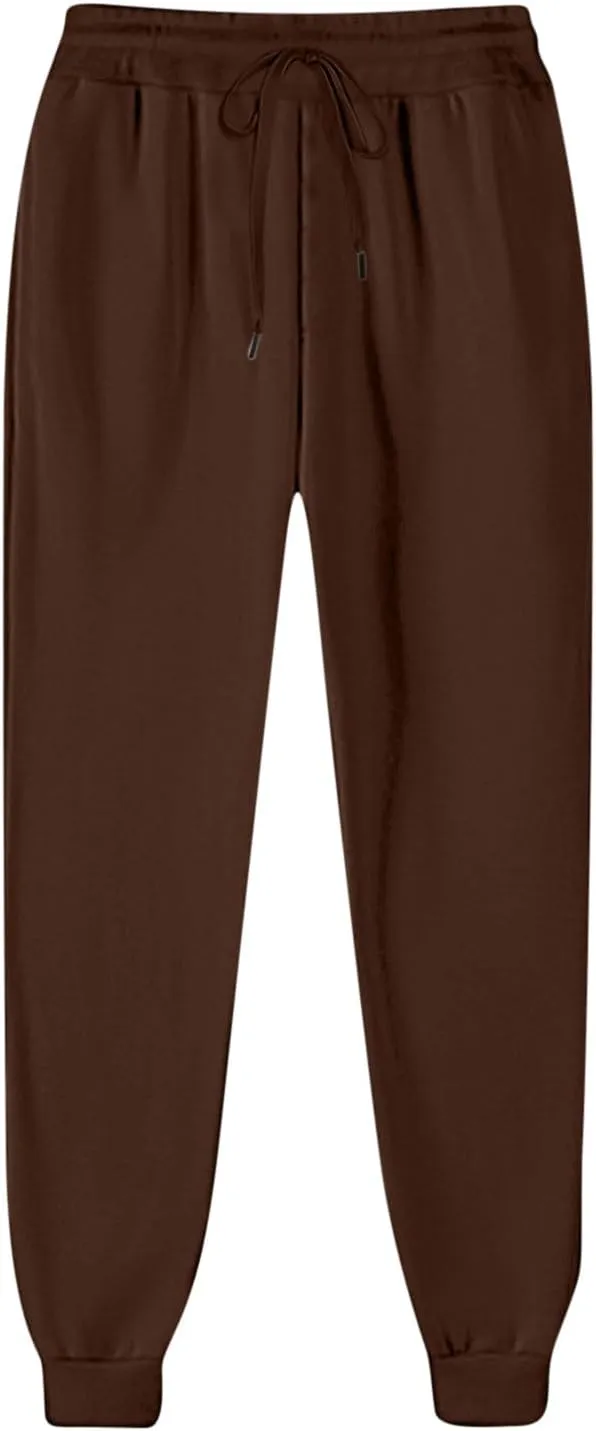 Women's Joggers Fleece Lined Sweatpants Warm Winter Pants High Waisted Casual Pants Comfy Lounge Pants with Pockets