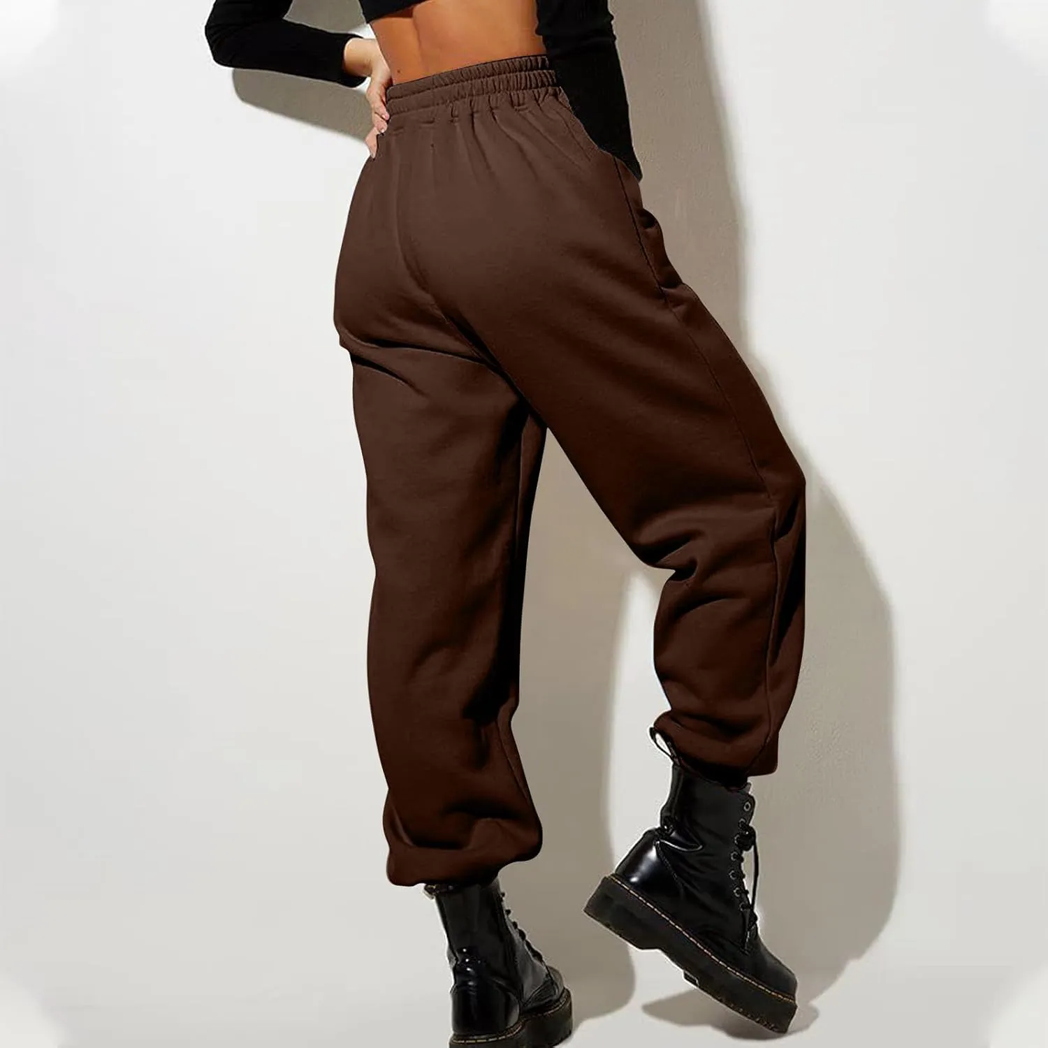 Women's Joggers Fleece Lined Sweatpants Warm Winter Pants High Waisted Casual Pants Comfy Lounge Pants with Pockets
