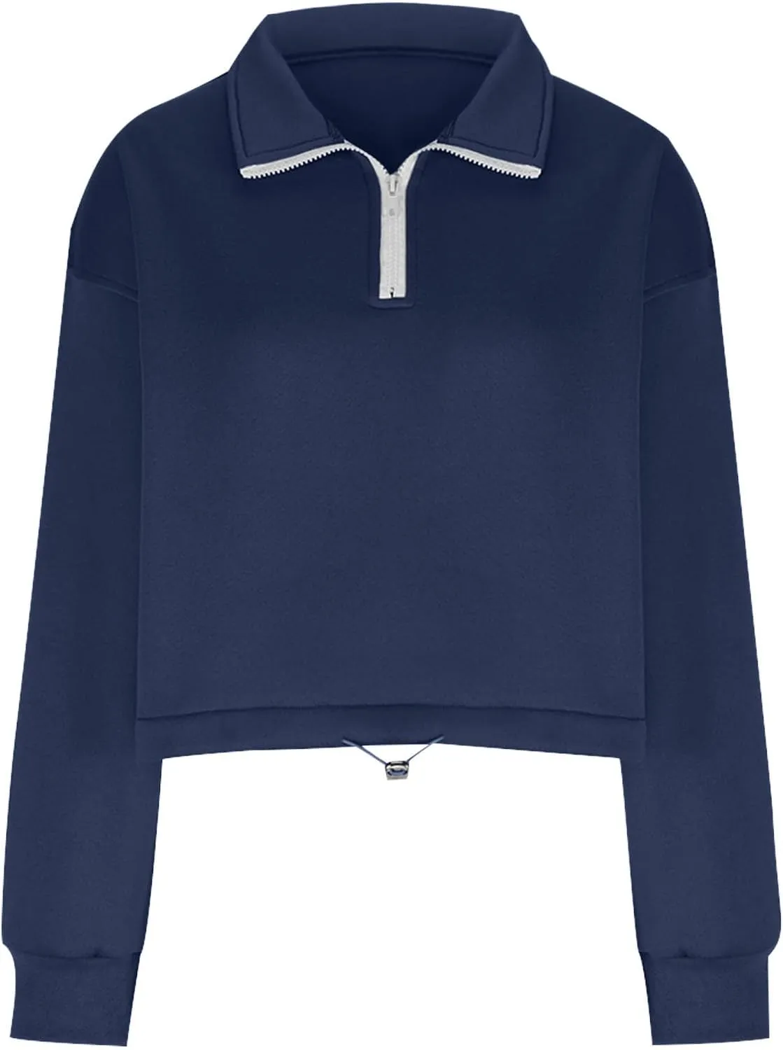 Women's Lapel Long Sleeve Sweatshirts Cropped Pullover Fleece Quarter Zipper Pullover Tops Fall Winter Outfits Clothes