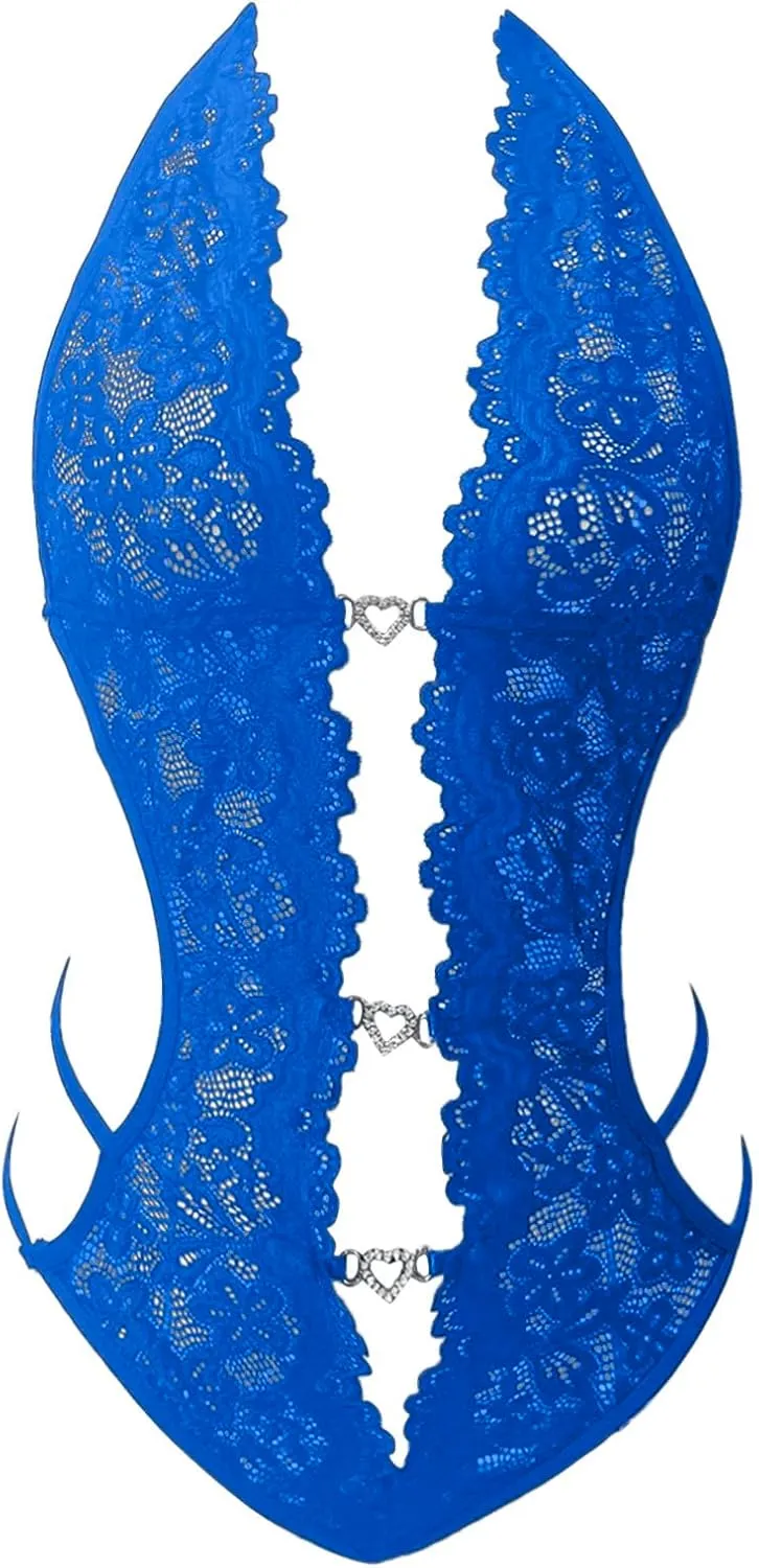 Women's Lingerie Sexy Naughty One Piece Lingerie Sexy Lace Bodysuit Deep V Teddy Babydoll Nightgown