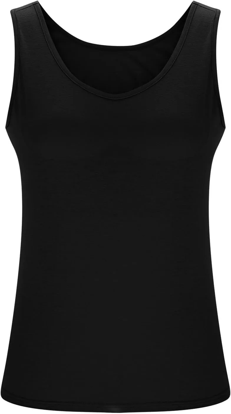 Womens Plus Size Tank Tops with Built in Bra Padded Camisole Shelf Bra Workout Yoga Shirt Casual Basic Undershirt