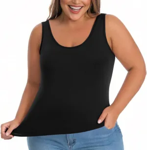 Womens Plus Size Tank Tops with Built in Bra Padded Camisole Shelf Bra Workout Yoga Shirt Casual Basic Undershirt