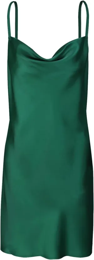 Womens Satin Dress Draped Cowl Neck Slip Dress Elegant Spaghetti Straps Cocktail Beach Party Dress