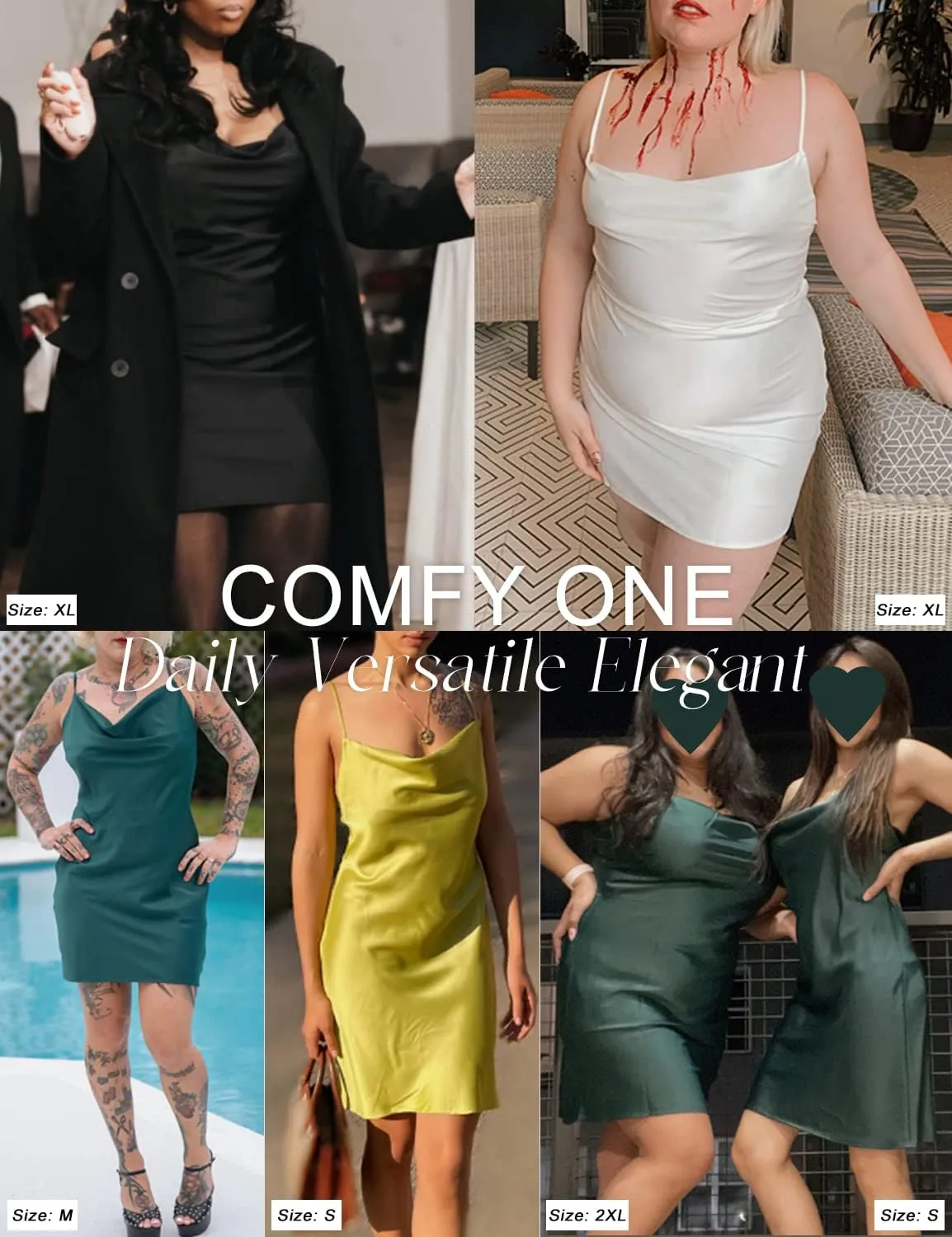 Womens Satin Dress Draped Cowl Neck Slip Dress Elegant Spaghetti Straps Cocktail Beach Party Dress