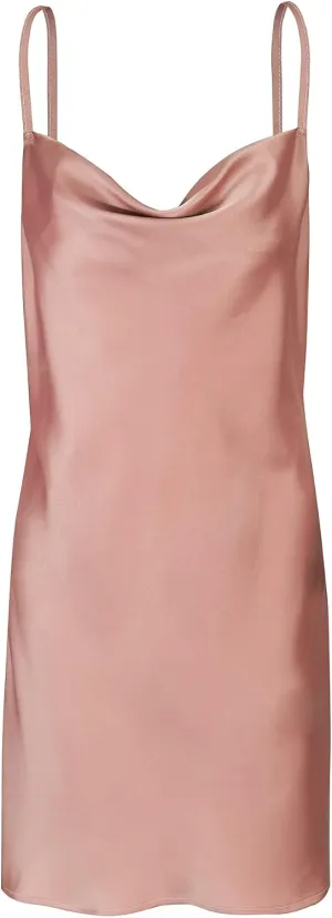 Womens Satin Dress Draped Cowl Neck Slip Dress Elegant Spaghetti Straps Cocktail Beach Party Dress