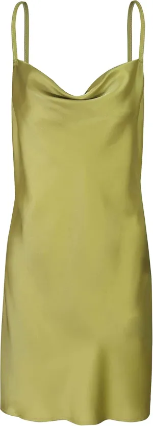 Womens Satin Dress Draped Cowl Neck Slip Dress Elegant Spaghetti Straps Cocktail Beach Party Dress
