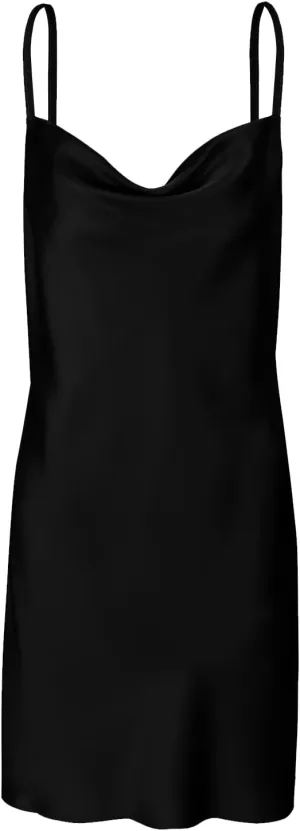 Womens Satin Dress Draped Cowl Neck Slip Dress Elegant Spaghetti Straps Cocktail Beach Party Dress