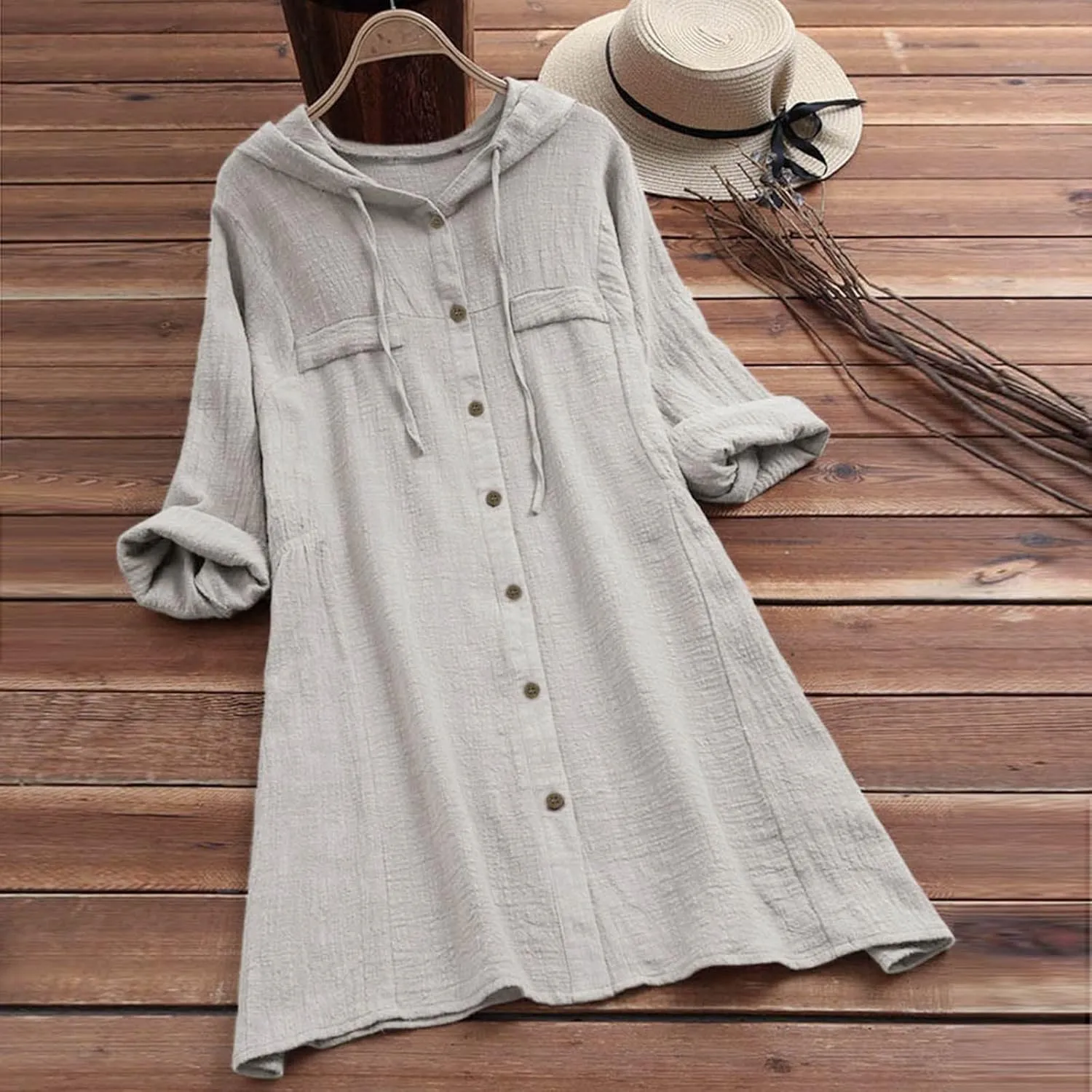 Women's Short Sleeve Linen Shirt Casual V Neck Oversized T Shirts Solid Color Loose Summer Tee Top