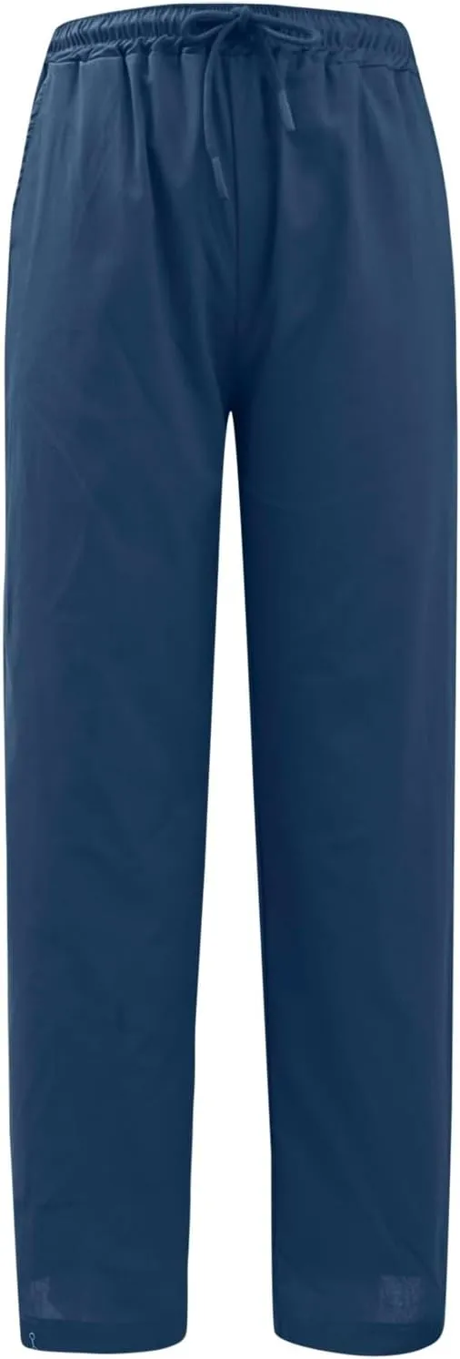 Women's Solid Color Elastic Waist Loose Side Button Decoration Versatile Nine Point Casual Pants Capris Pants