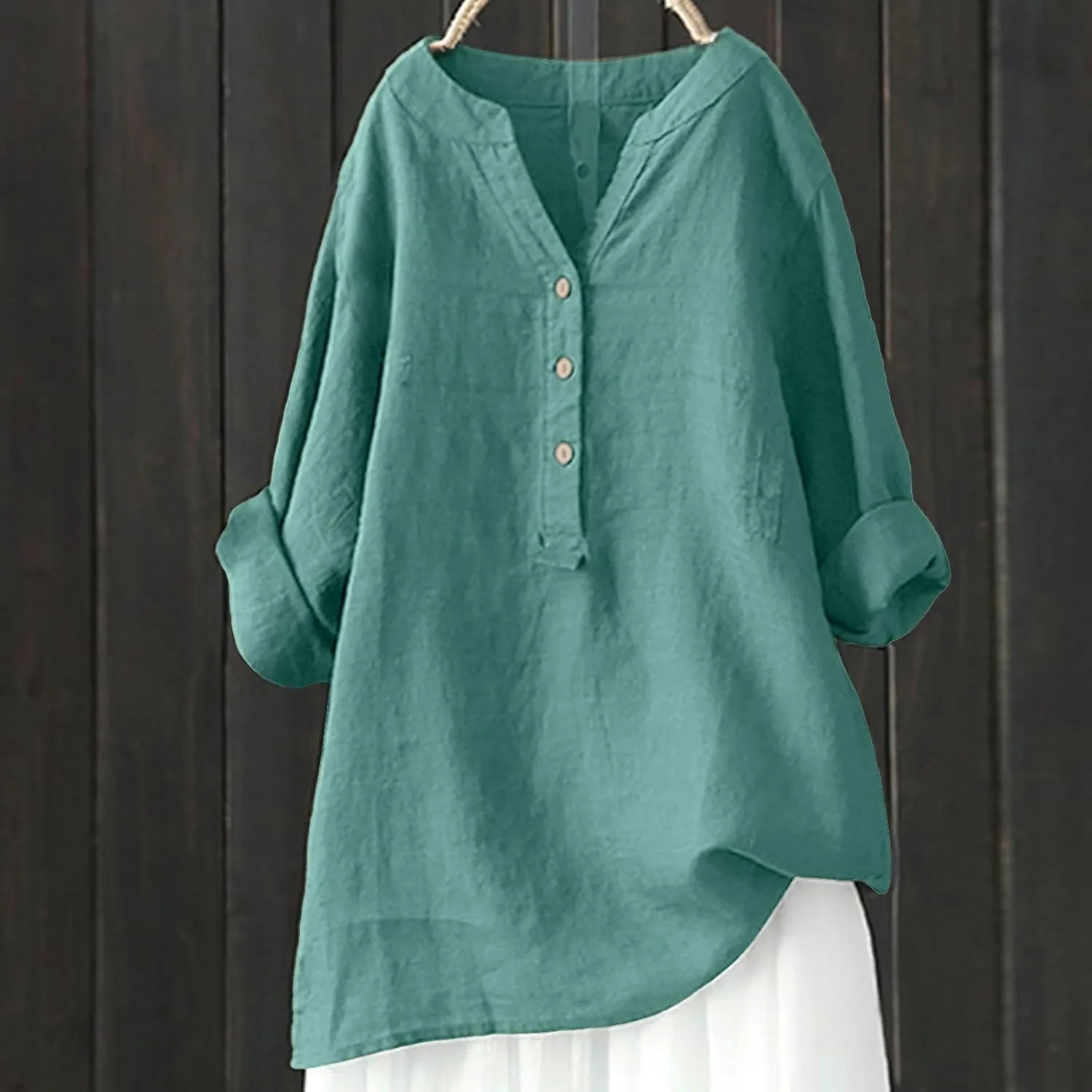 Womens Solid Color Linen Short Sleeve T Shirt Summer Comfy Casual Plus Size Tunic Tops V Neck Loose Fit Tshirt