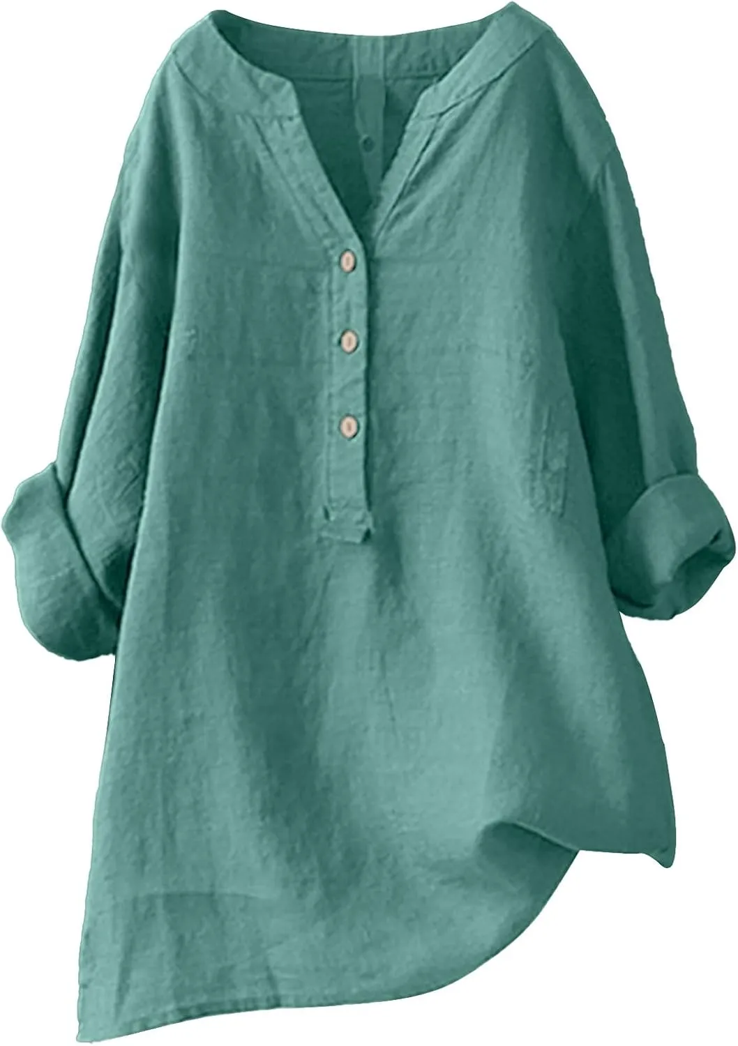 Womens Solid Color Linen Short Sleeve T Shirt Summer Comfy Casual Plus Size Tunic Tops V Neck Loose Fit Tshirt