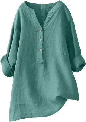 Womens Solid Color Linen Short Sleeve T Shirt Summer Comfy Casual Plus Size Tunic Tops V Neck Loose Fit Tshirt
