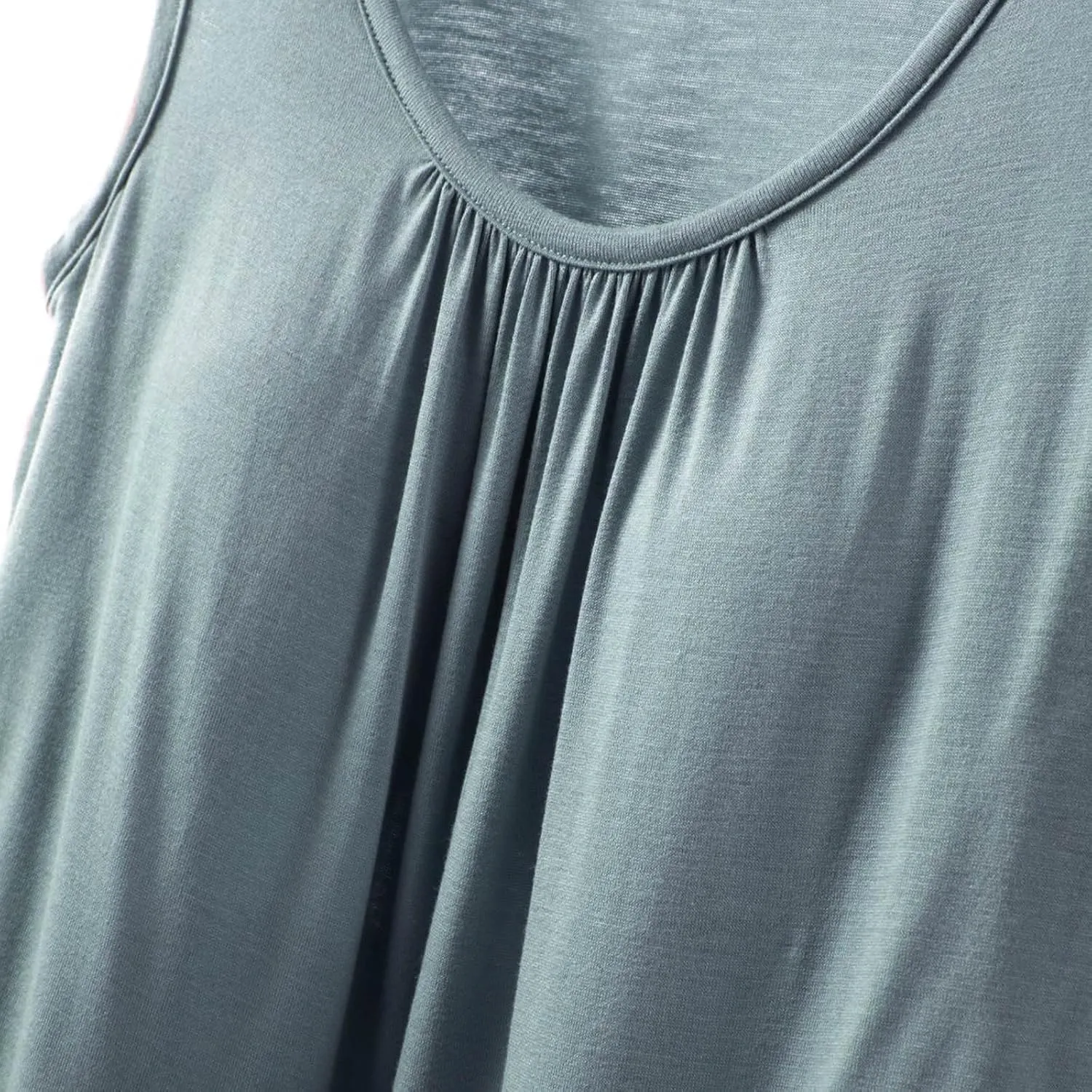 Womens Summer Sleeveless Pajama with Built in Bra Casual Modal Pleated Tank Tops Loose Soft Scoop Neck Tunic Tshirts