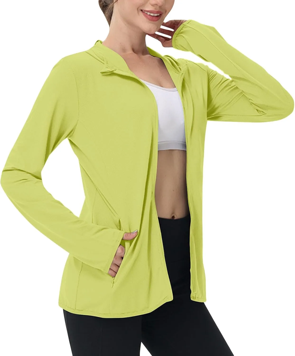Womens Sunscreen Jacket Hoodies Sweater Long Sleeve Pockets Outdoor Lattice Splicing Pullover Sweatshirts Coats
