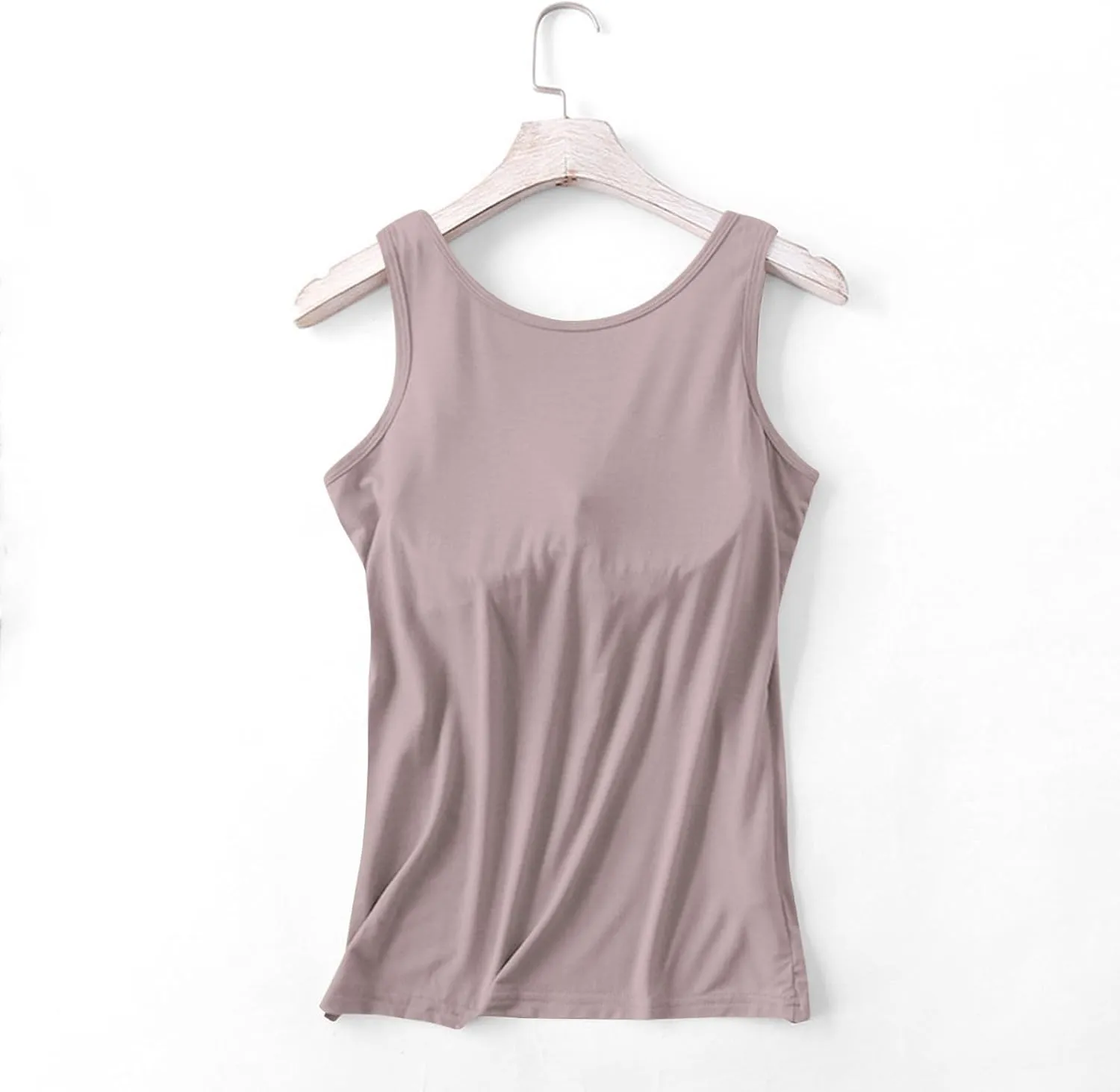 Womens Tank Tops with Built in Bra Summer Casual Basic Modal Padded Yoga Shirts Loose Stretch Workout Camisoles Tees