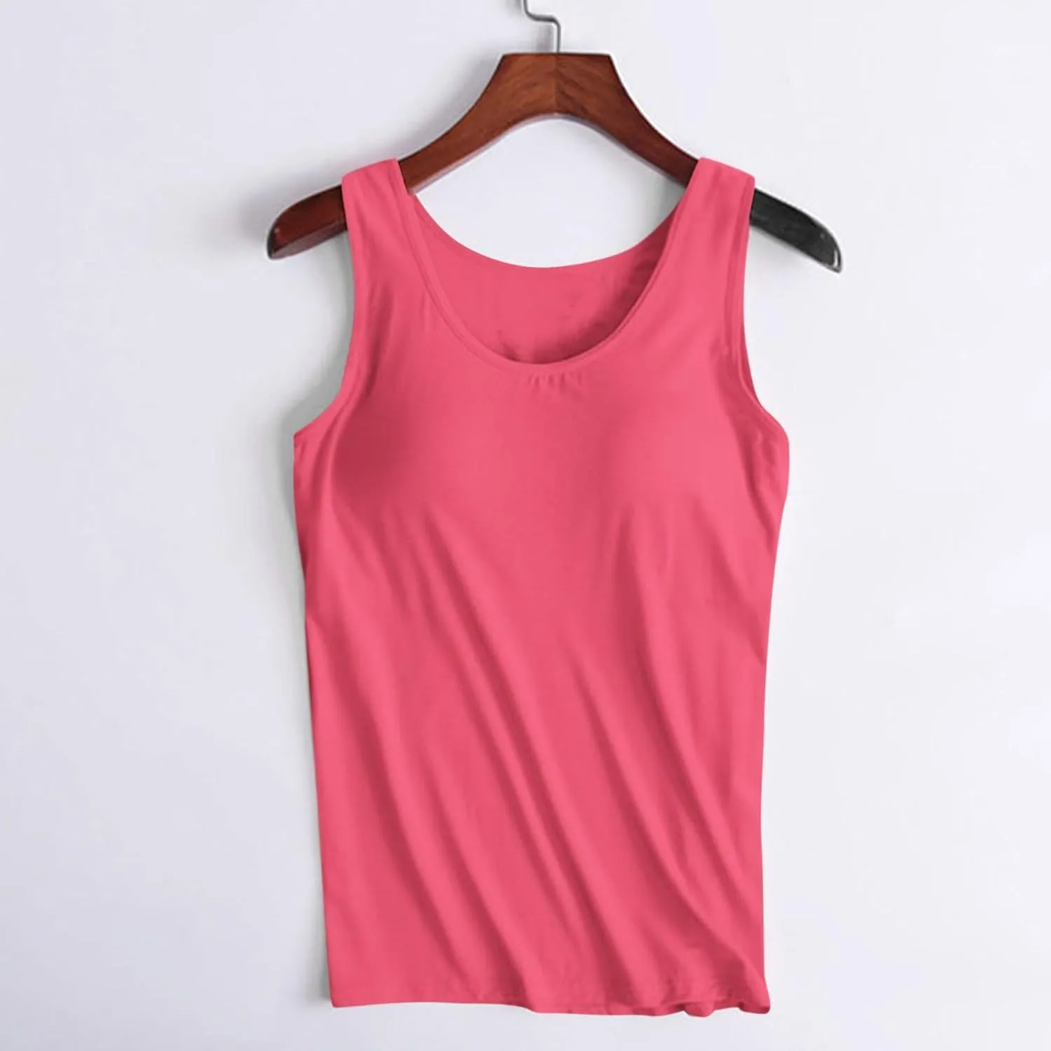 Womens Tank Tops with Built in Bra Summer Casual Basic Modal Padded Yoga Shirts Loose Stretch Workout Camisoles Tees