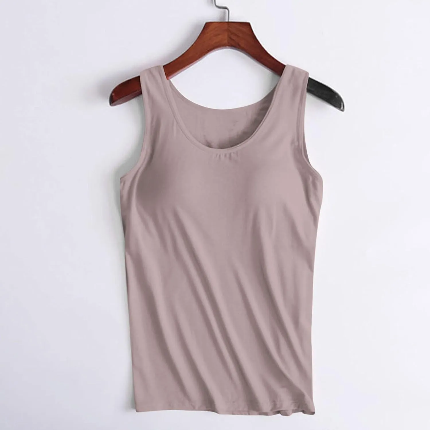 Womens Tank Tops with Built in Bra Summer Casual Basic Modal Padded Yoga Shirts Loose Stretch Workout Camisoles Tees