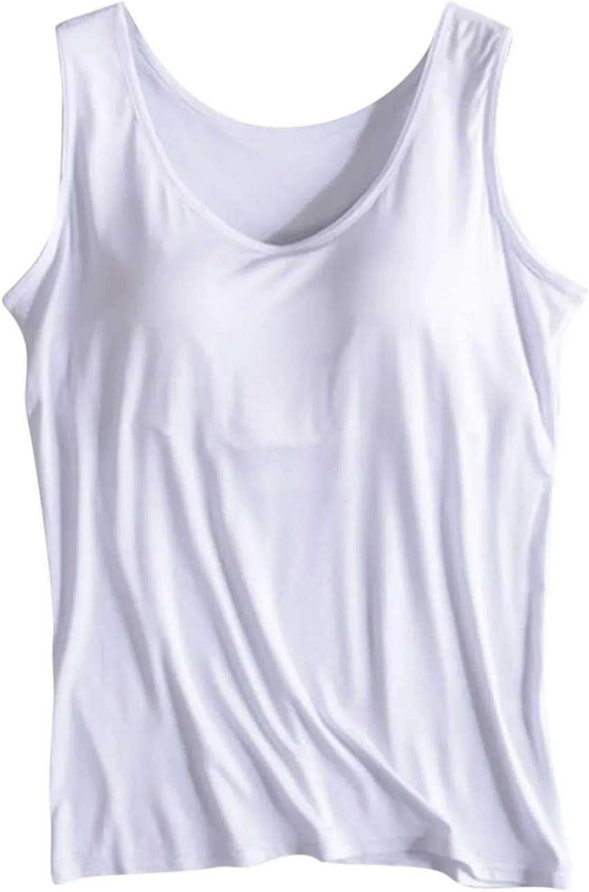 Womens Tank Tops with Built in Bra Workout Gym Padded Sports Bras Casual Summer Regular-Fit Stretch Yoga Shirts 2025