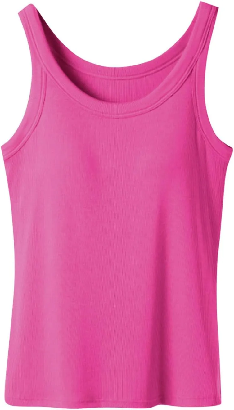 Women's Tank Tops with Built in Bras Athletic Yoga Undershirts Summer Strap Layer Cami Camisole Top with Chest Pad