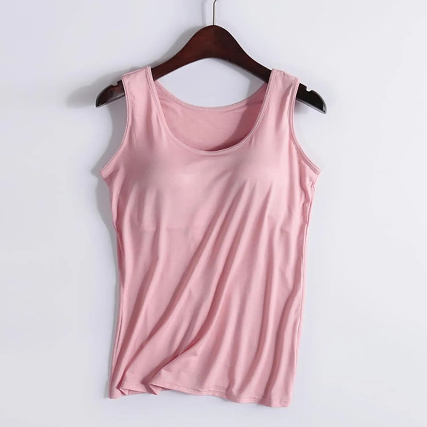 Womens Tank Tops with Built in Bras Padded 2024 Summer Casual Camisole Crewneck Sleeveless Cotton Workout Tanks