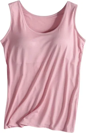 Womens Tank Tops with Built in Bras Padded 2024 Summer Casual Camisole Crewneck Sleeveless Cotton Workout Tanks