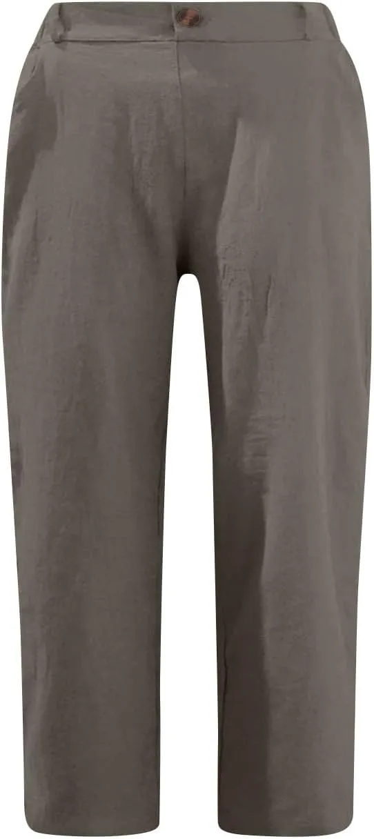 Womens Wide Leg Capri Pants Solid Color Straight Leg Lounge Trousers Botton Elastic Loose Pants Pockets Slim Fit Pants