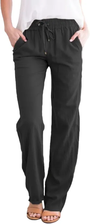 Women's Wide Leg Pants Winter Elastic Work Jeans with Pockets Fleece Lined Water Resistant