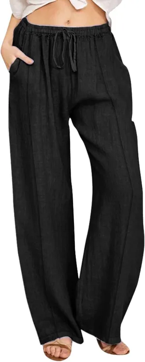 Women's Wide Leg Pants Winter Elastic Work Jeans with Pockets Fleece Lined Water Resistant