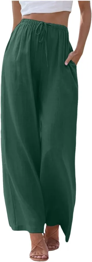 Women's Wide Leg Pants Winter Elastic Work Jeans with Pockets Fleece Lined Water Resistant