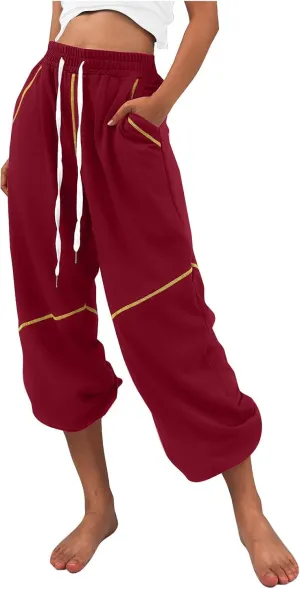 Women's Wide Leg Sweatpants 2025 Baggy Wide Fleece Lined Straight Leg Pant Drawstring Athletic Joggers with Pockets