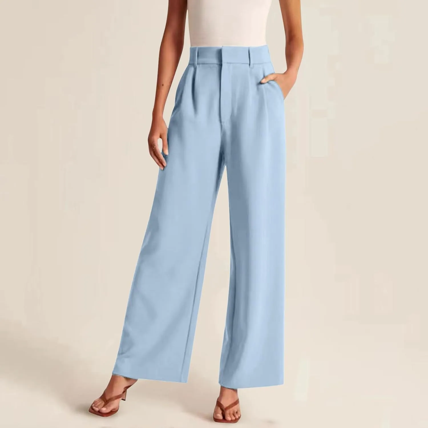 Women's Wide Leg Sweatpants Winter Fit Sports Slacks with Pockets Fleece Lined Water Resistant