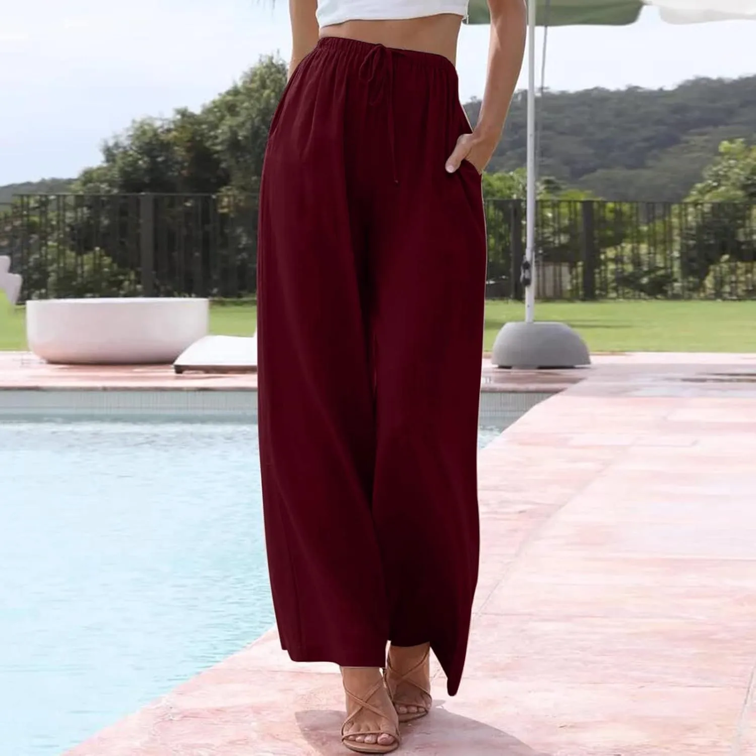 Women's Wide Leg Sweatpants Winter Fit Sports Slacks with Pockets Fleece Lined Water Resistant