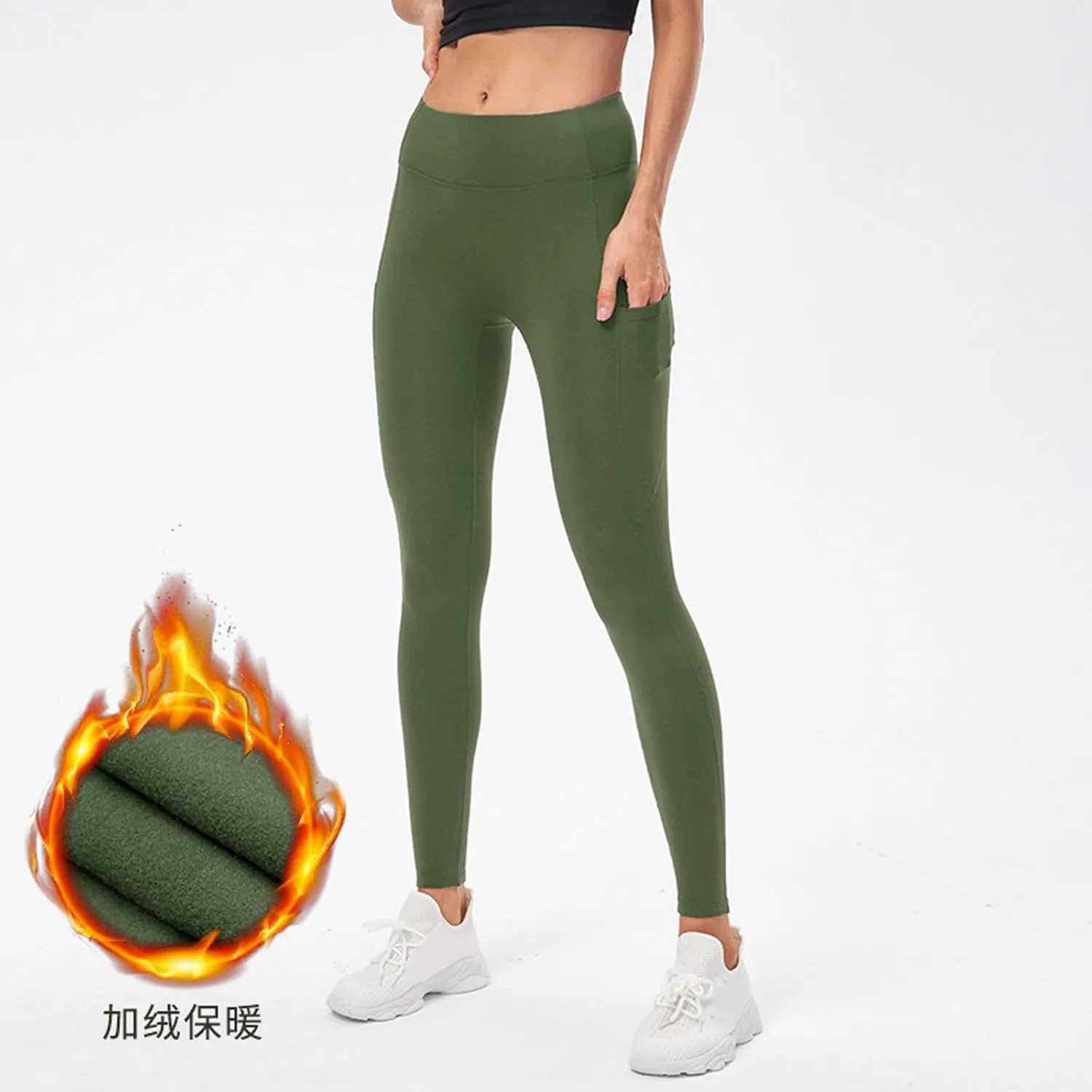 Wool Lined High Waist for Women Winter Thermal Thick Running Tights Soft & Slim Soft Yoga Pants