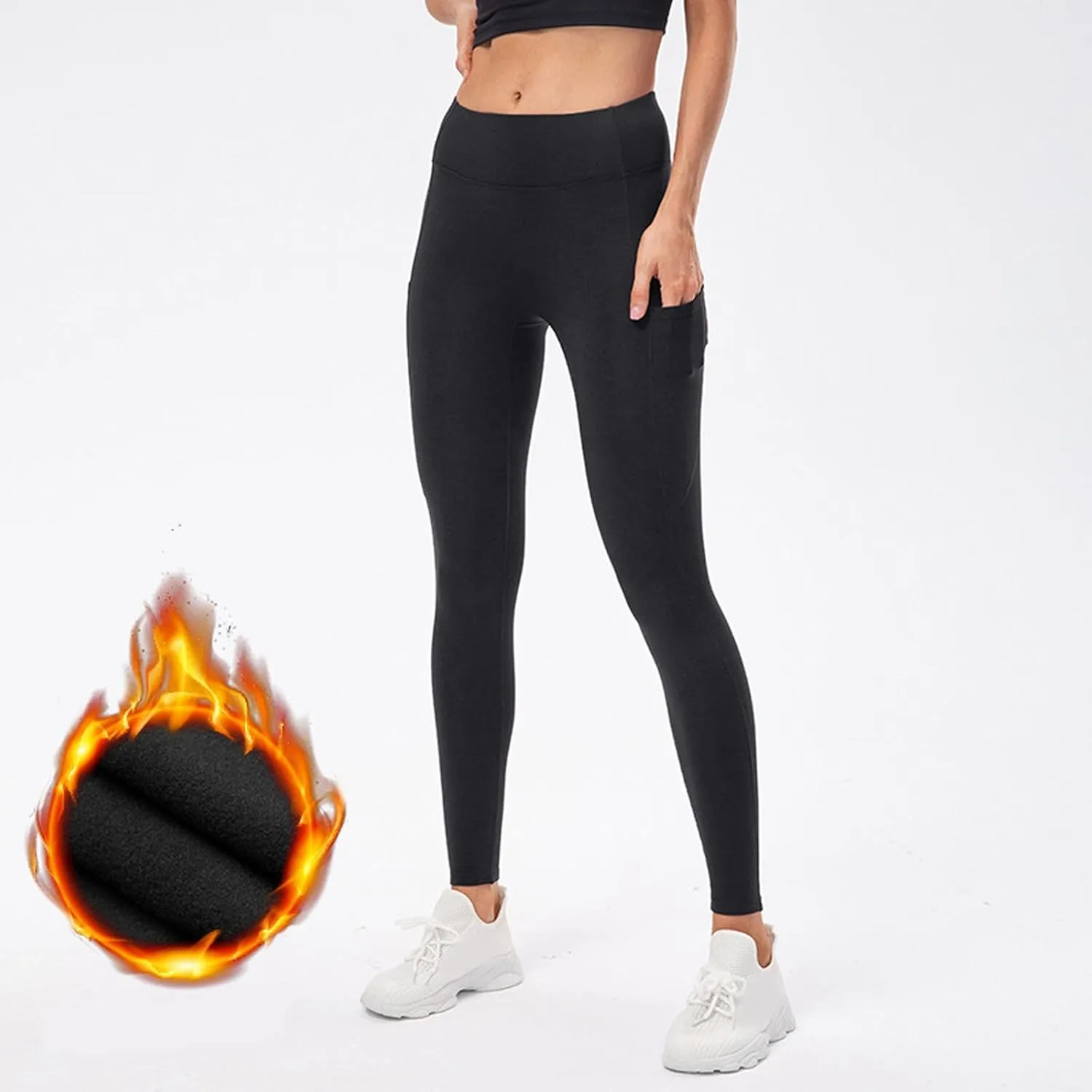 Wool Lined High Waist for Women Winter Thermal Thick Running Tights Soft & Slim Soft Yoga Pants