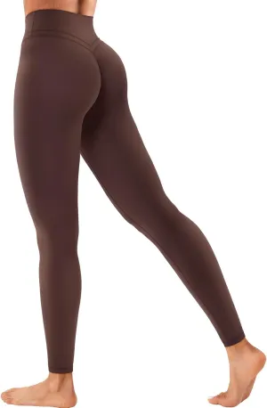 YEOREO Cross Waist Butt Lifting Workout Leggings for Women Hidden Scrunch Yoga Pants Crossover Tummy Control Leggings