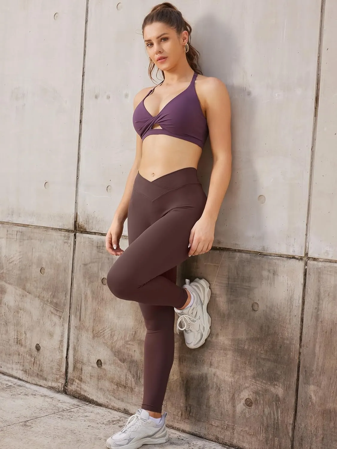 YEOREO Cross Waist Butt Lifting Workout Leggings for Women Hidden Scrunch Yoga Pants Crossover Tummy Control Leggings