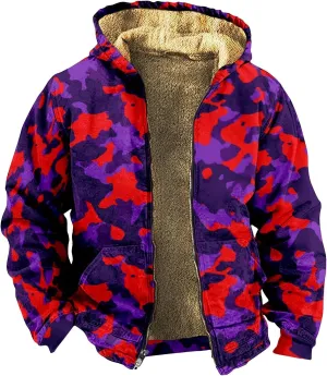 Yesunpxs Winter Jackets for Men Heavyweight Sweatshirt Hoodie Coat Fleece Sherpa Lined Zip Up Sweatshirt Jacket with Pockets
